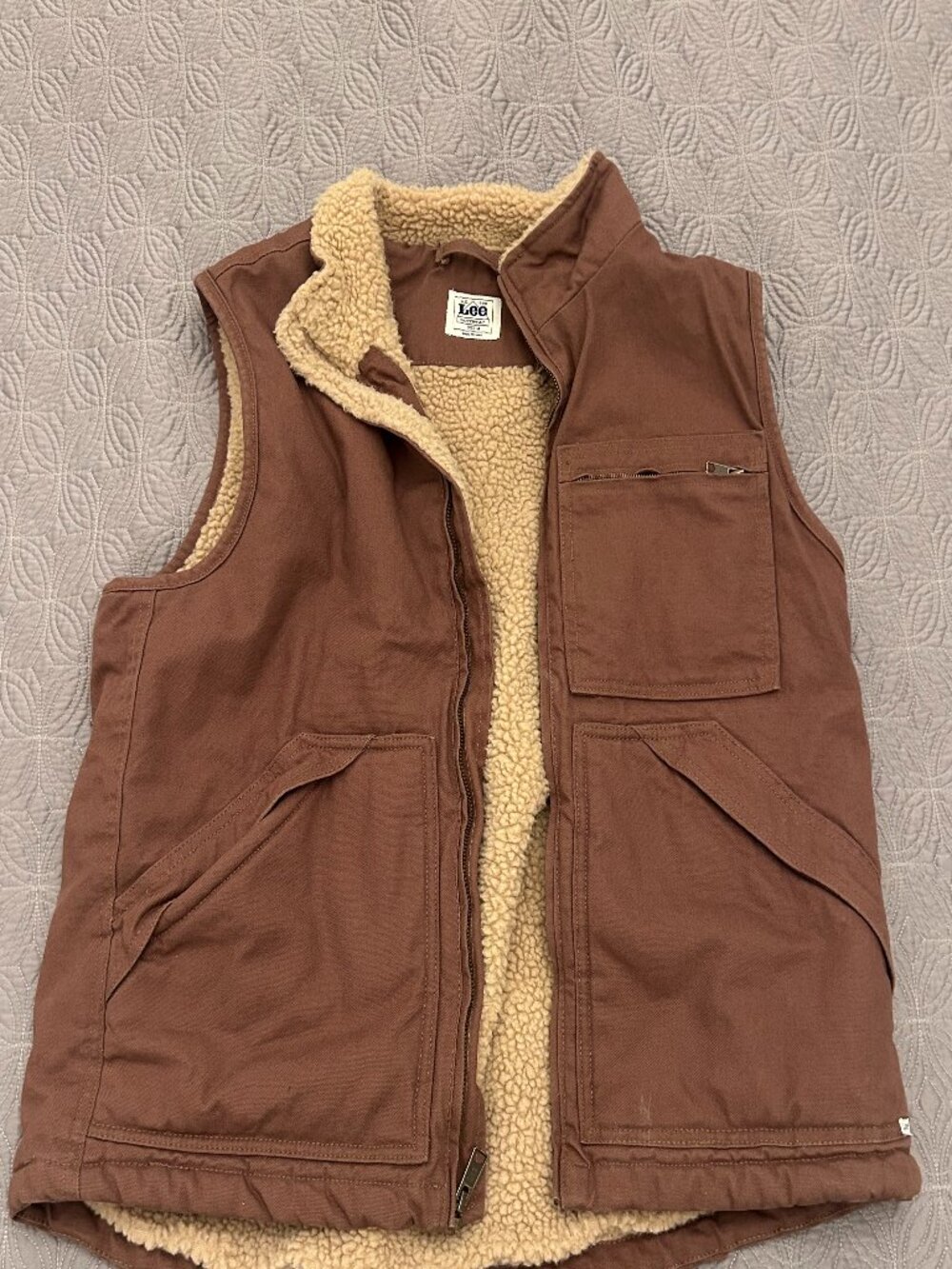 Cozy Lee Sherpa Lined Workwear Vest - Medium